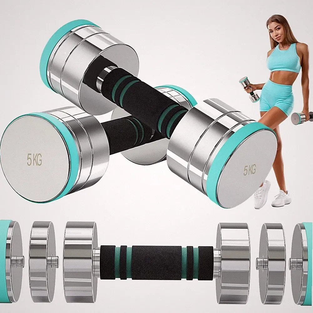 Verstellbare Hanteln aus Silberstahl – 2x5kg für Krafttraining und Fitness