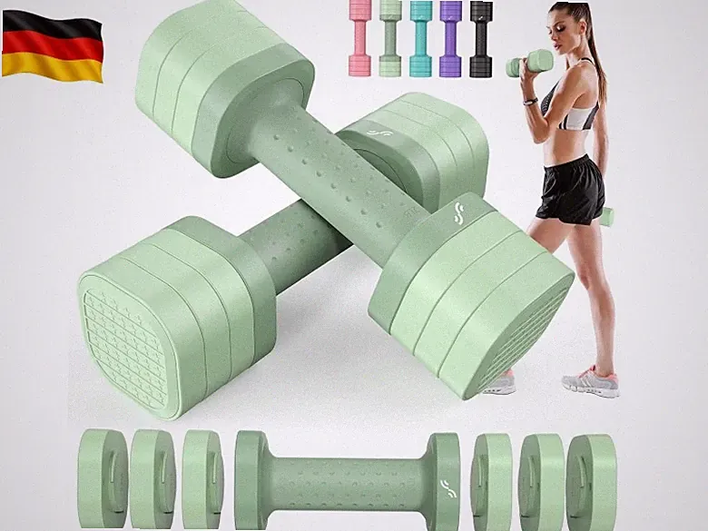 Verstellbare Hanteln Frauen Set – Kurzhanteln 2er Set (0,9–2,3 kg pro Hantel), 4