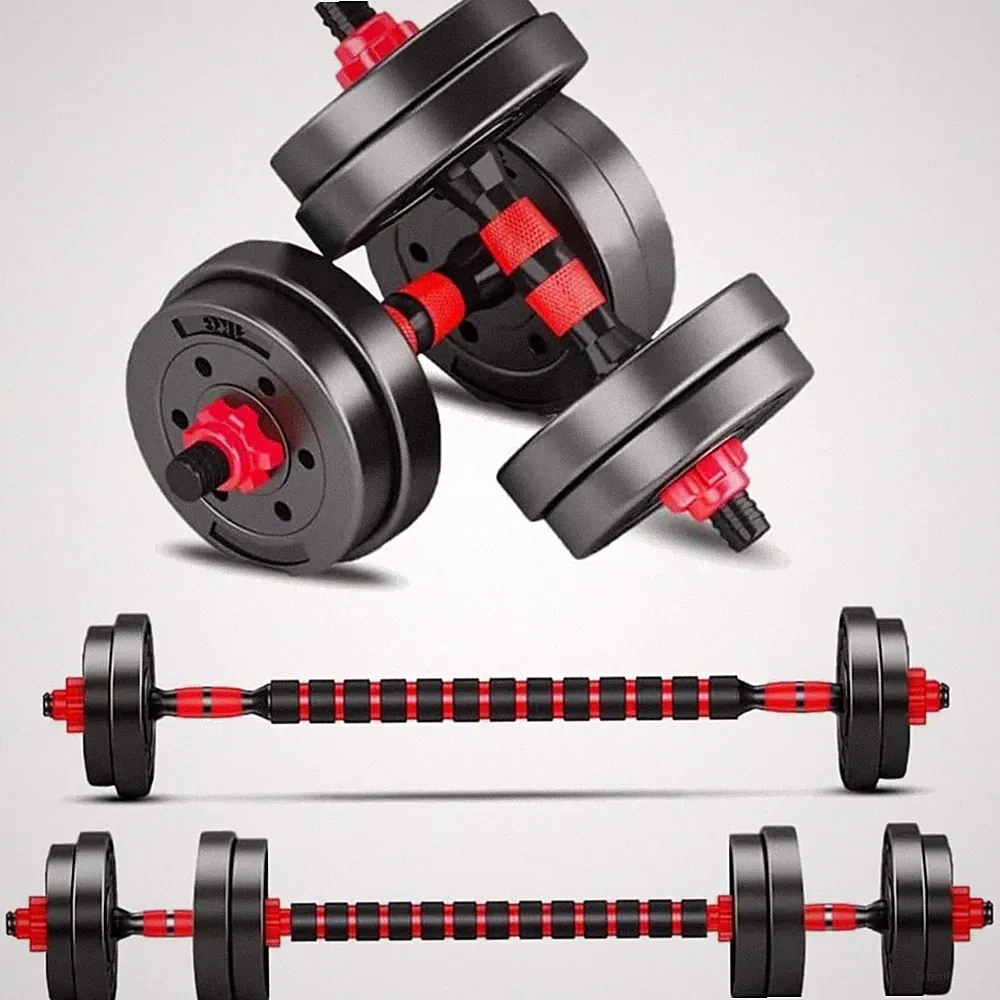 Verstellbare Hanteln Set 10kg Rot 2er Kunststoff Fitness Dumbbell Gym