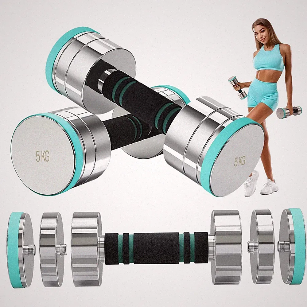 Verstellbare Hanteln Set 2x5kg Edelstahl Fitness Krafttraining Zuhause
