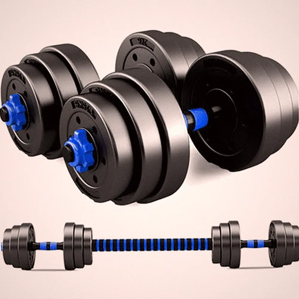 Verstellbare Kurzhantel Set 2er Schwarz, 10/15 kg, Neopren, Fitness