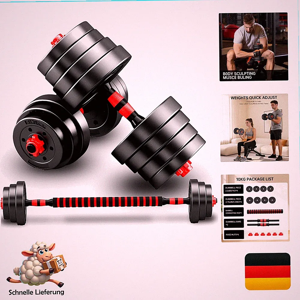 Verstellbare Kurzhantel Set Bcbig 10kg 15kg 2-in-1 Hantelstangen für Krafttra...