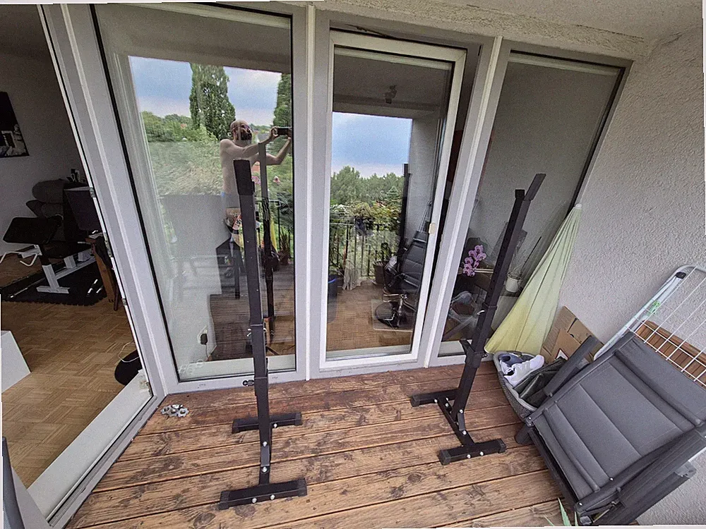 Verstellbarer Langhantelständer 2-teilig freistehend Metall schwarz ca. 50 cm