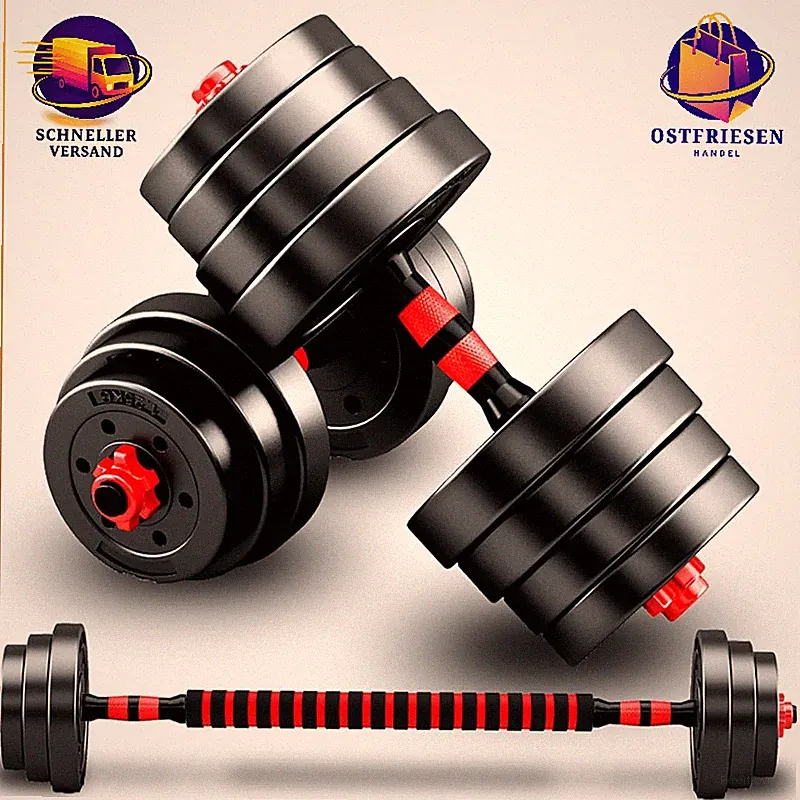 Verstellbares Hantel-Set 2er Set Schwarz 10-15kg für Krafttraining Männer Frauen