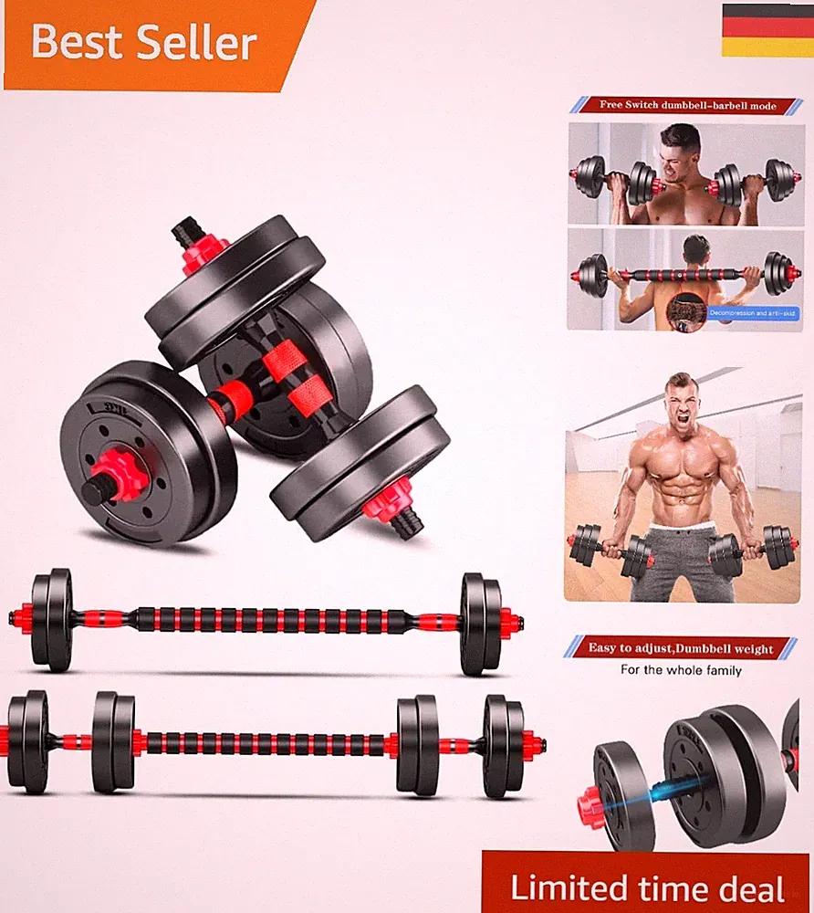 Verstellbares Hantelset 10/15kg für Männer und Frauen - Ergonomisch und Flexibel