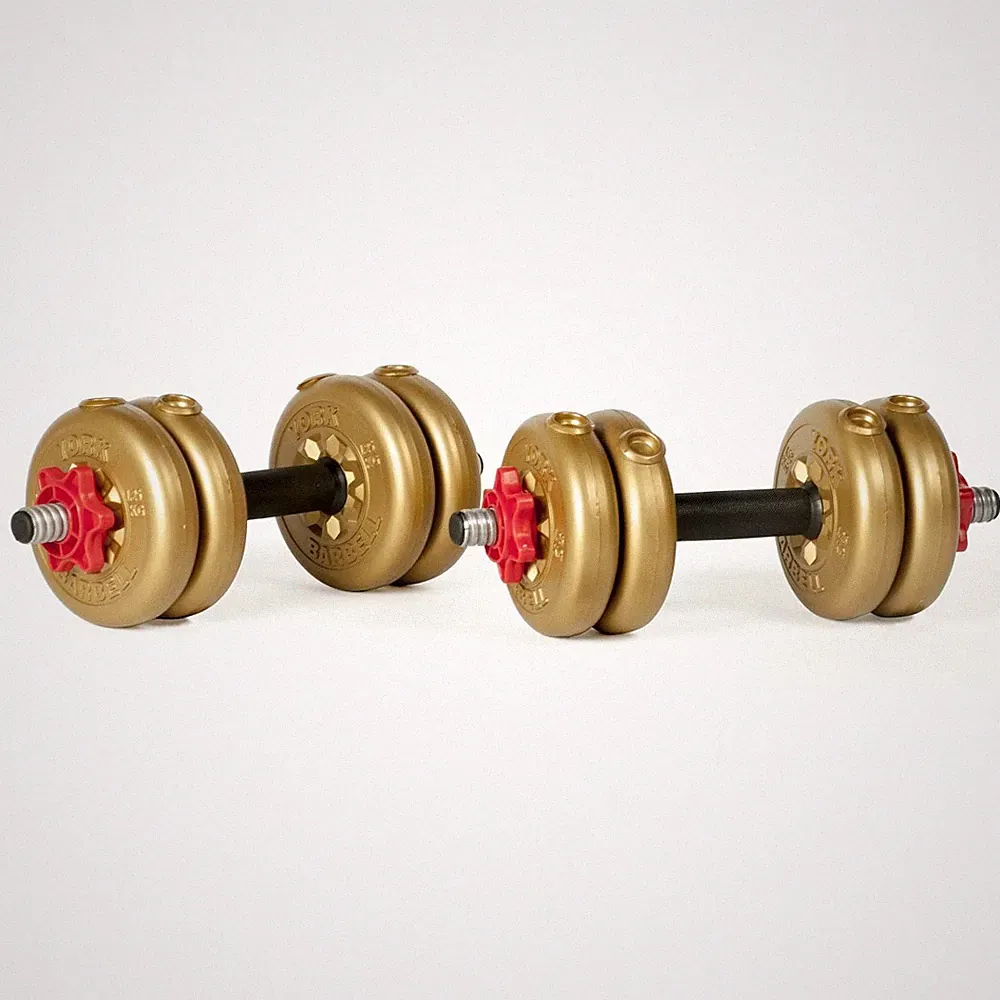 York 11 kg verstellbare Hantel Gewichte Set mit 8 Vinylplatten, Stangen & Halsbändern